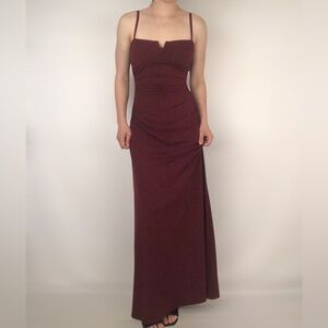 Vintage 90s City Triangles Maxi Dress Cinch‎ Waist Strap Sparkle Red Size L USA